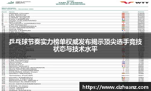 乒乓球节奏实力榜单权威发布揭示顶尖选手竞技状态与技术水平